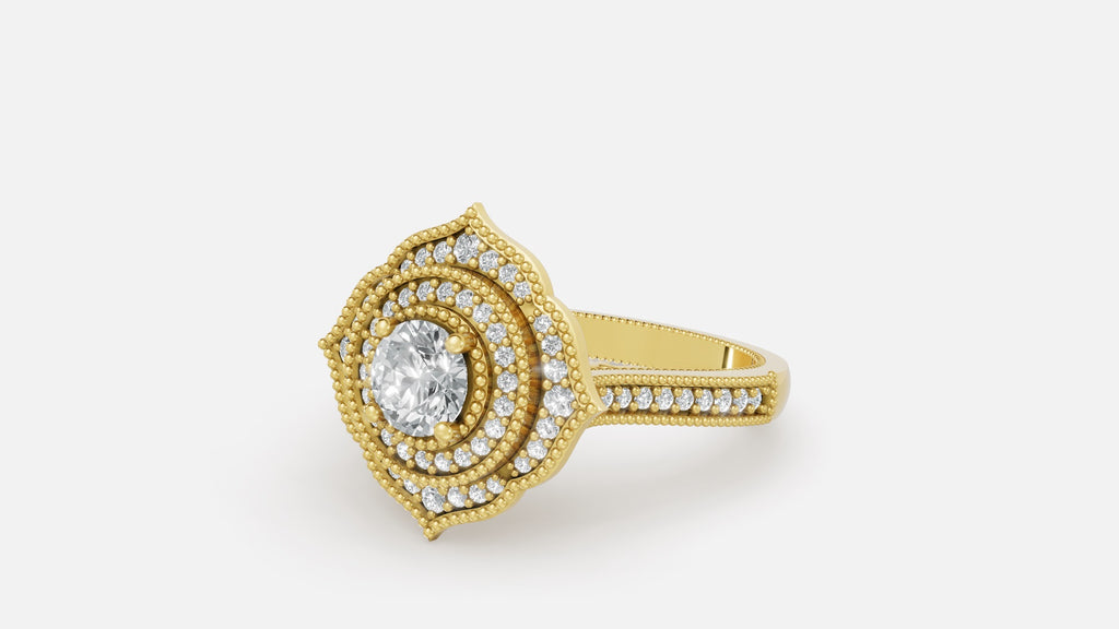 18K Gold CVD Diamond Engagement Ring VVS EF Luxury Ring
