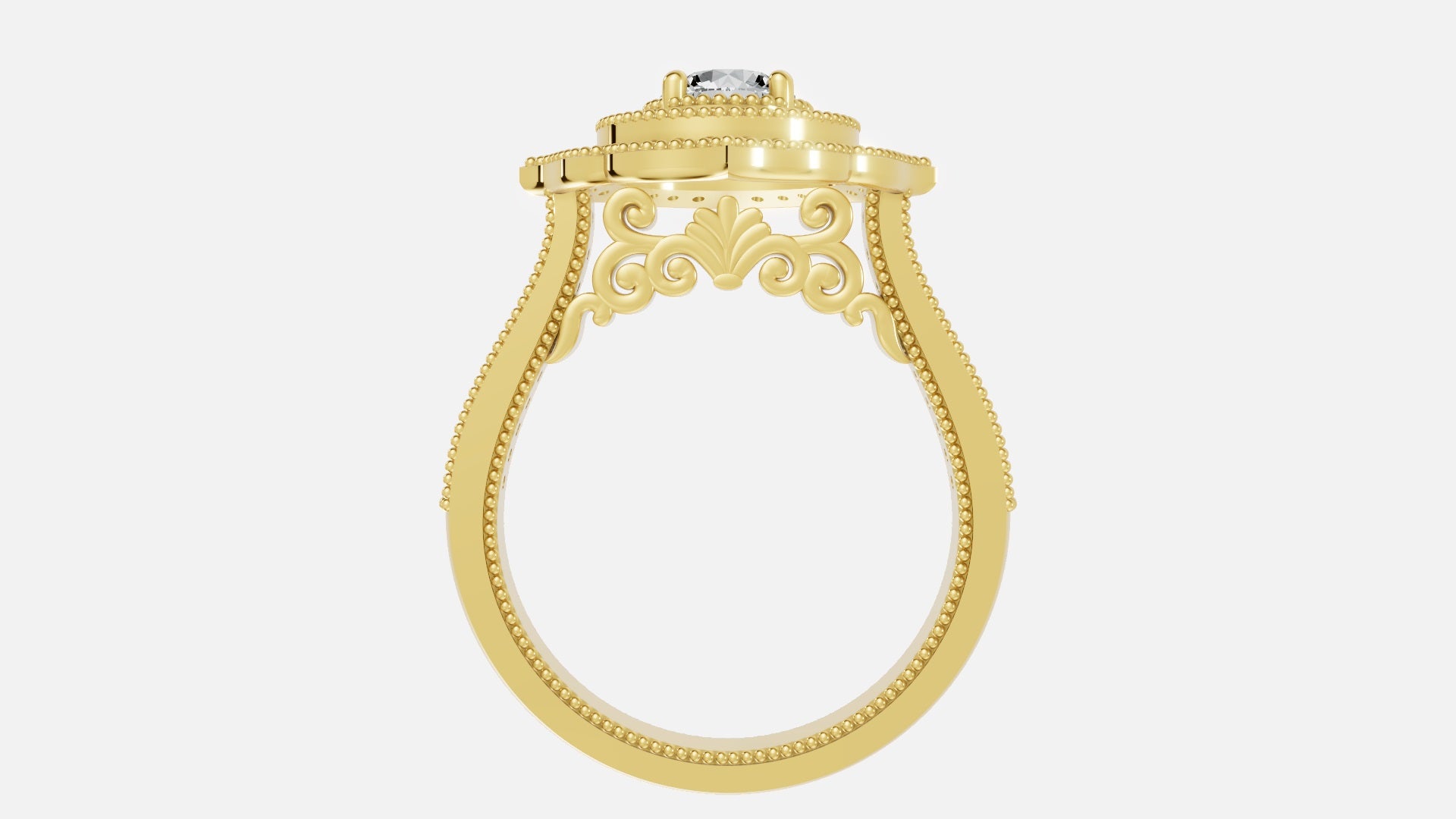 18K Gold CVD Diamond Engagement Ring VVS EF Luxury Ring