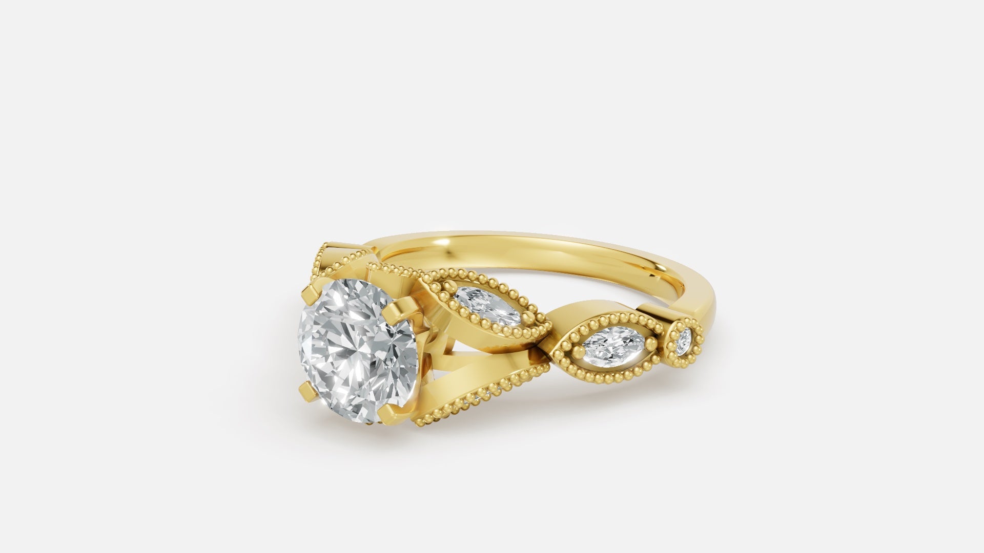 18K Gold CVD Diamond Engagement Ring VVS EF Clarity (0.05ct)