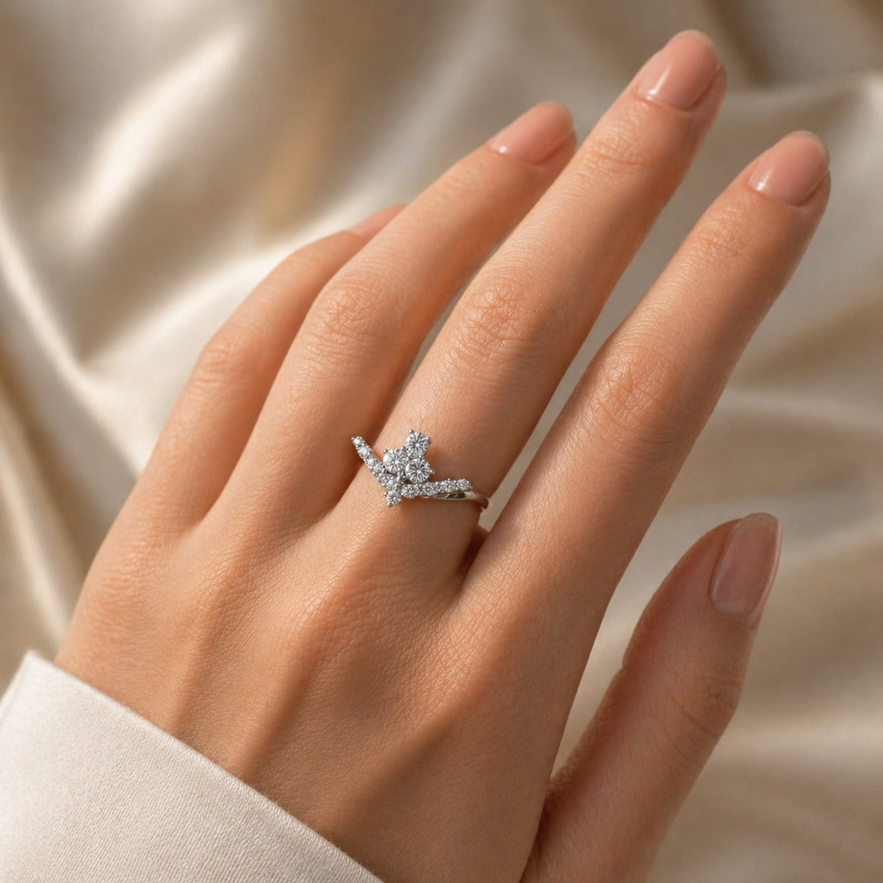 925 Silver CVD Diamond Ring VVS EF Minimal Luxury
