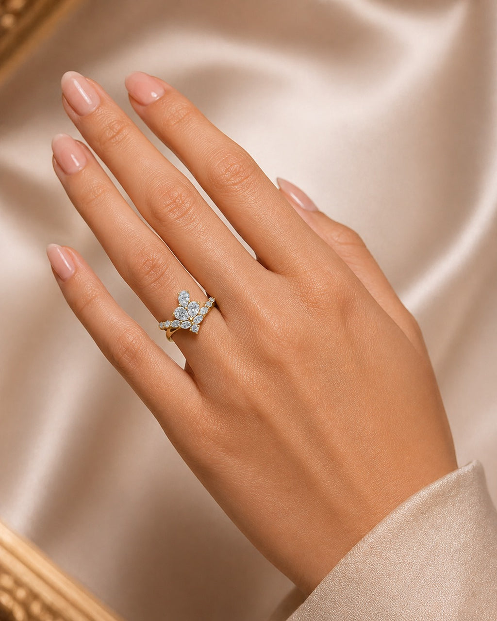 18K Gold CVD Diamond Ring VVS EF Luxury Fine Jewelry