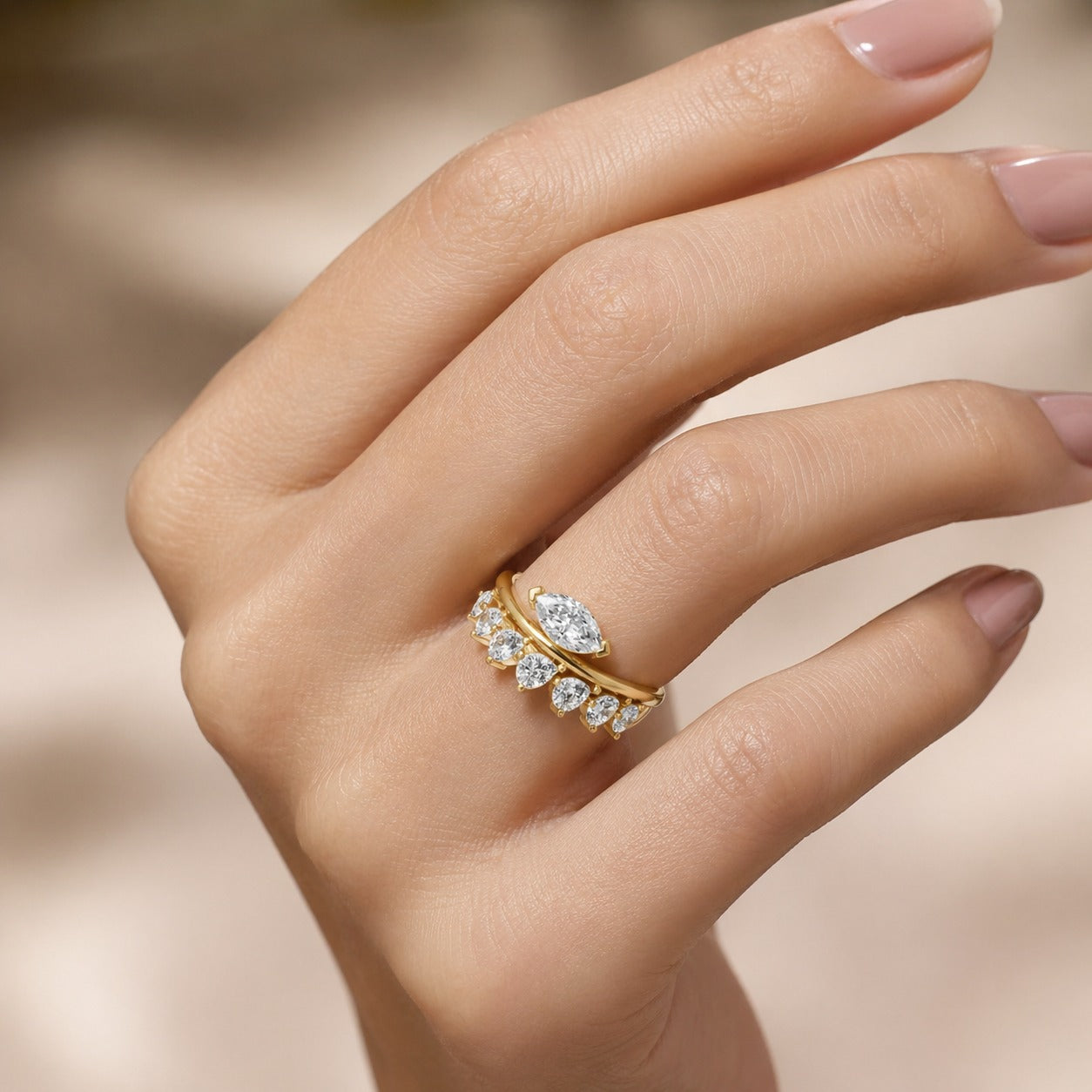 18K Gold CVD Diamond Ring VVS | Minimal Luxury Fine Ring