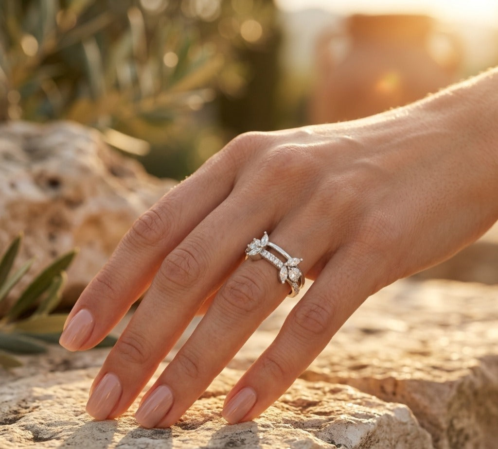 925 Silver CVD Diamond Ring VVS EF Minimal Luxury Ring