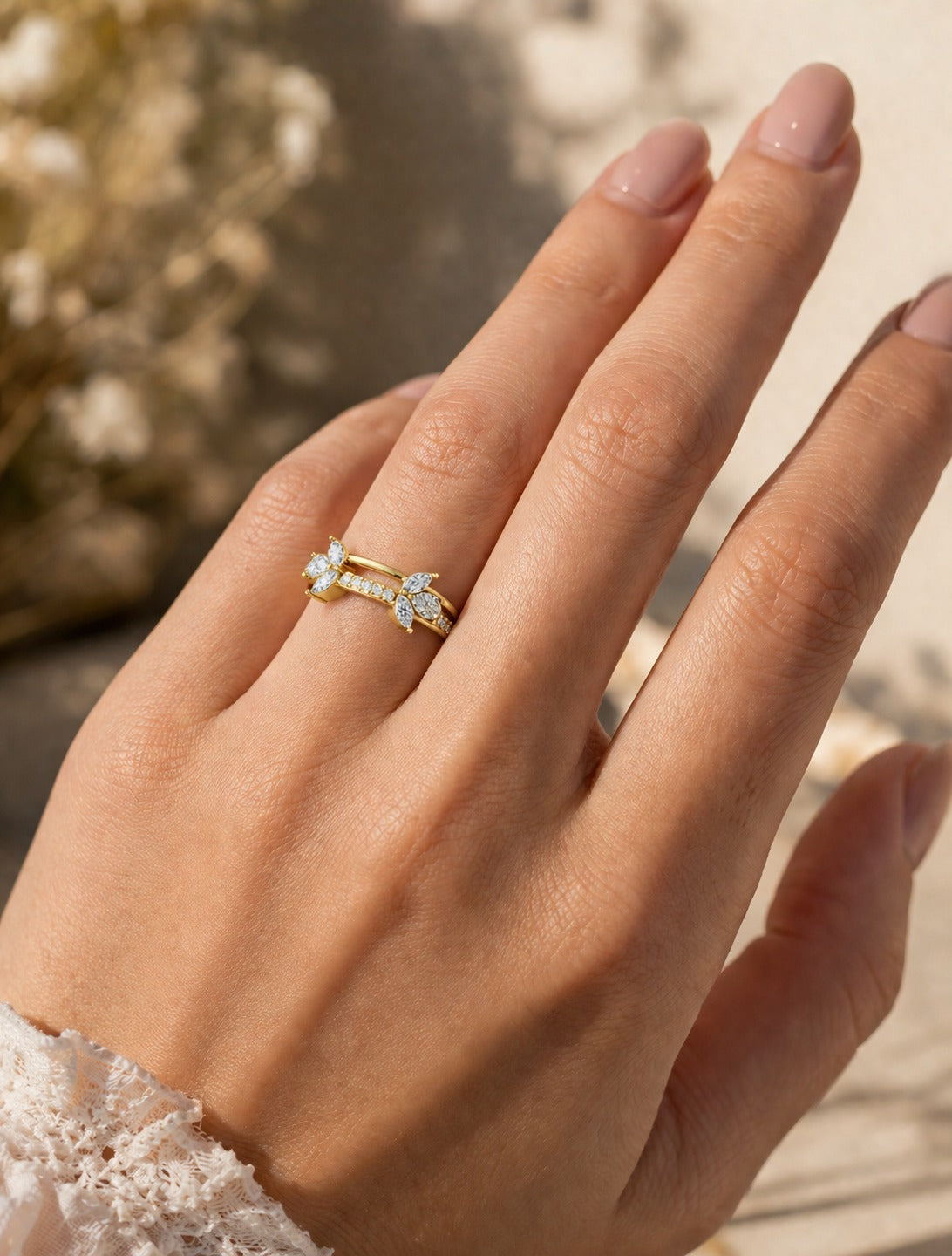 18K Gold CVD Diamond Ring VVS EF Luxury Fine Ring