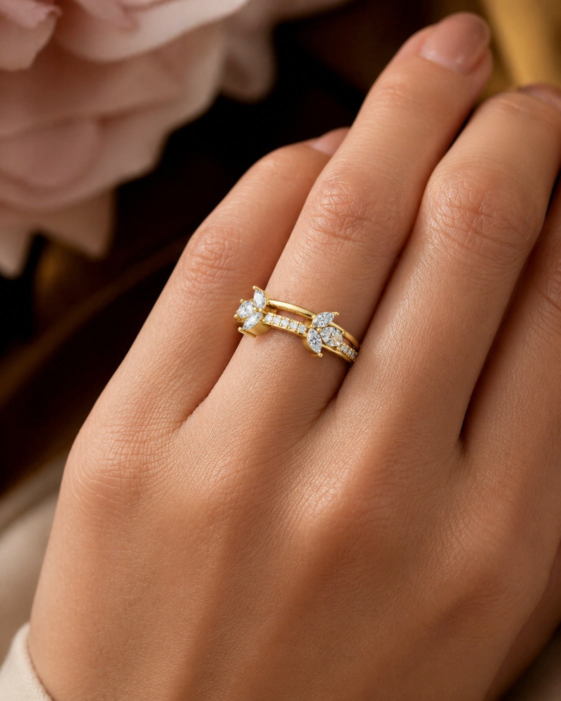 18K Gold CVD Diamond Ring VVS EF Luxury Fine Ring