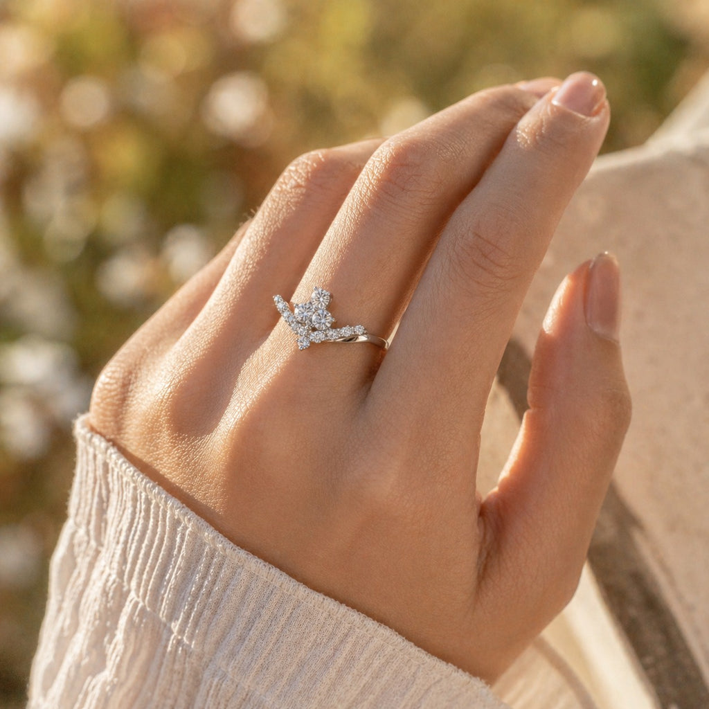 925 Silver CVD Diamond Ring VVS EF Minimal Luxury