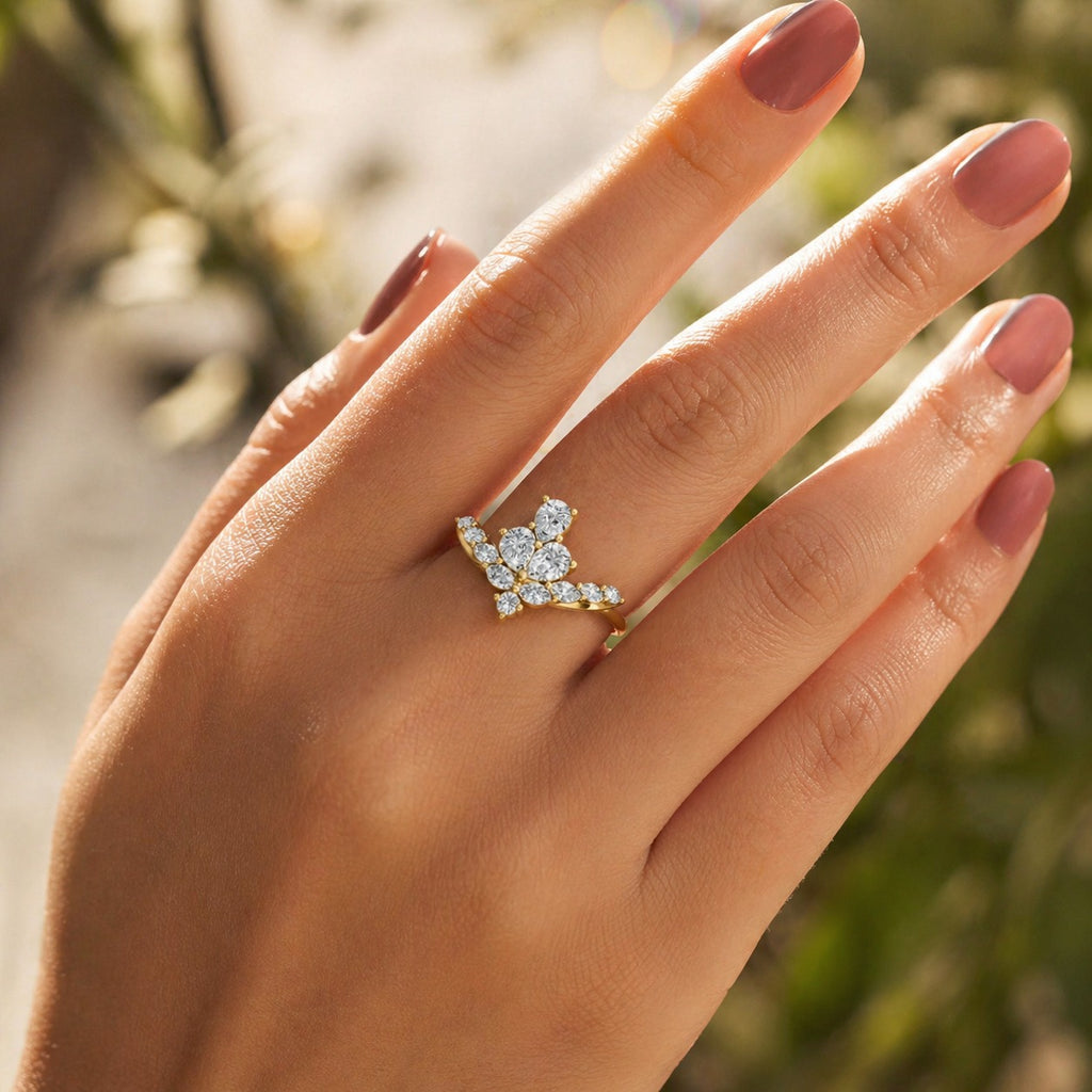 18K Gold CVD Diamond Ring VVS EF Luxury Fine Jewelry