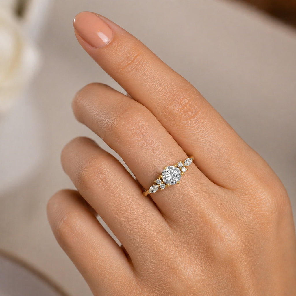 18K Gold 7-Stone CVD Diamond Ring – VVS Clarity Luxury Band