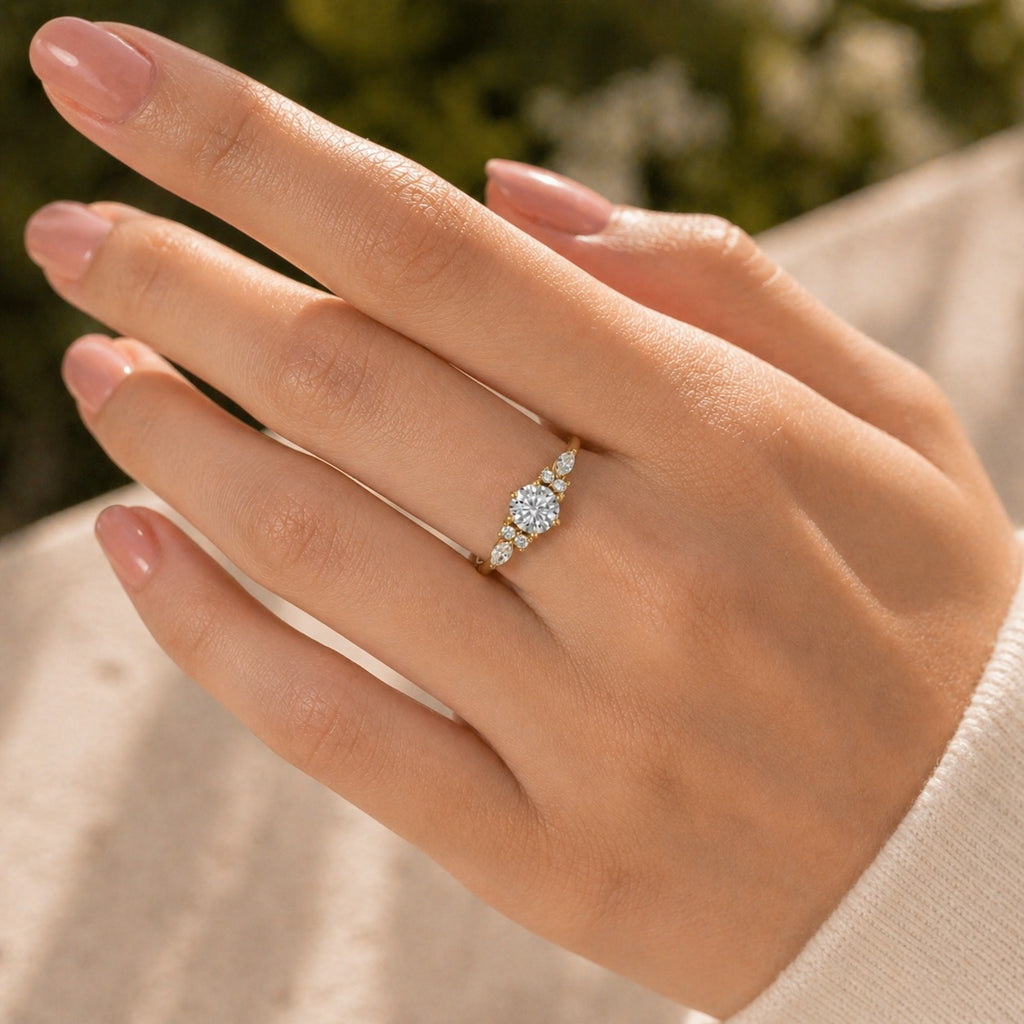 18K Gold 7-Stone CVD Diamond Ring – VVS Clarity Luxury Band