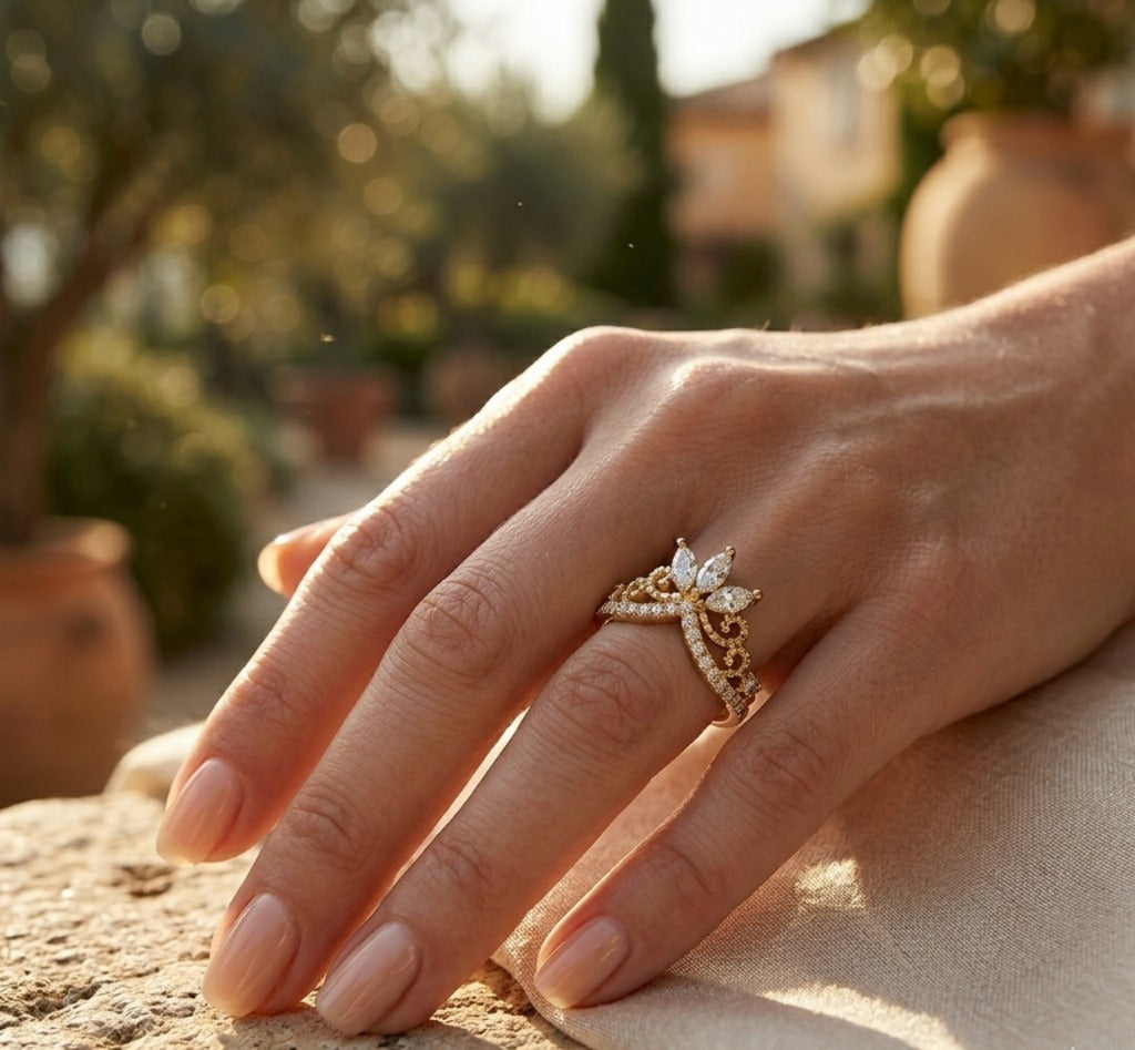 18K Gold Diamond Ring VVS Clarity Minimal Luxury Band