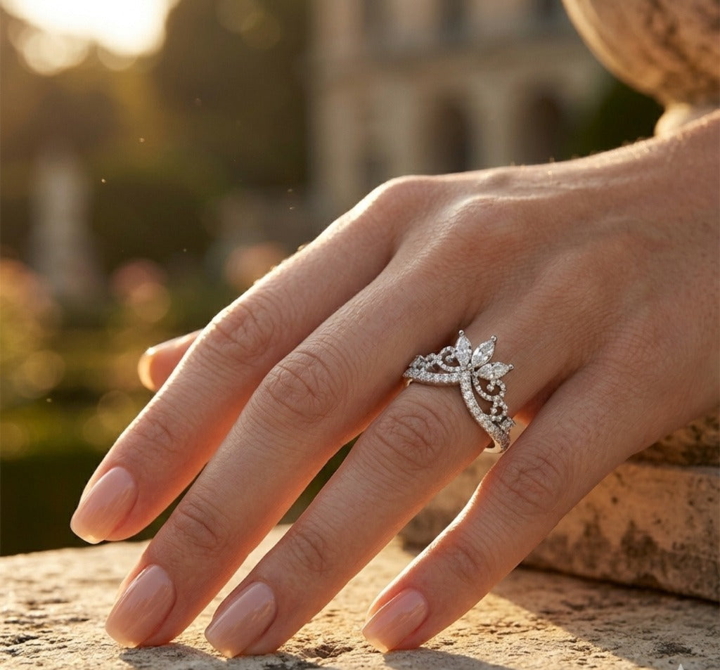 Silver Diamond Ring Minimal Luxury VVS Clarity Band