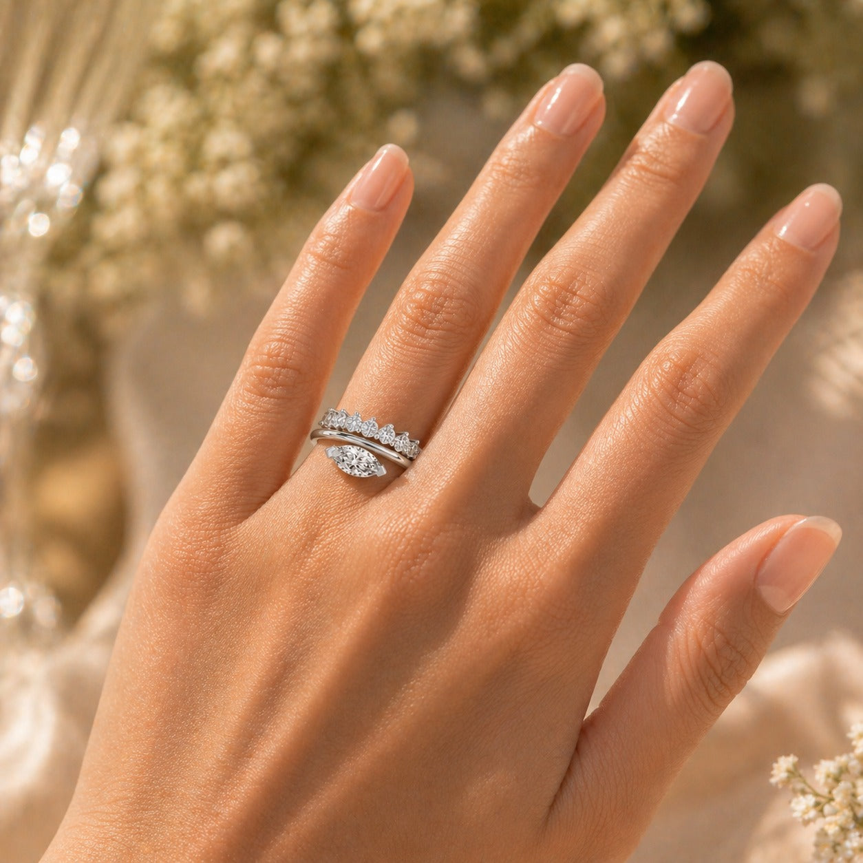 925 Silver CVD Diamond Ring VVS | Minimal Luxury Design (0.4CT)