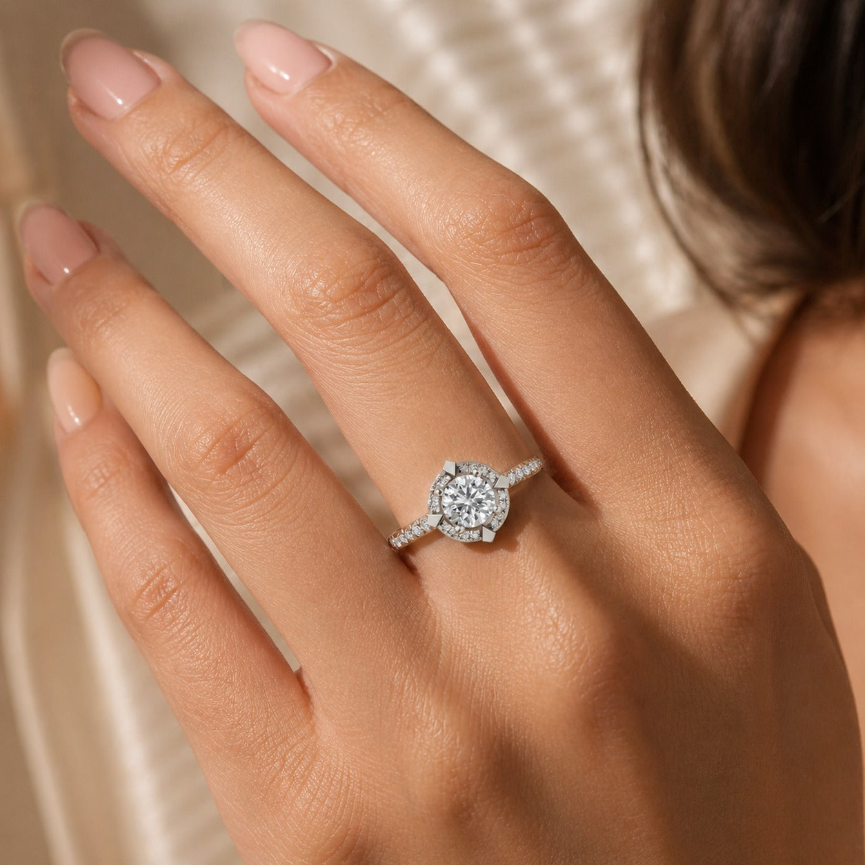 925 Silver CVD Diamond Engagement Ring VVS (0.724 Ct)