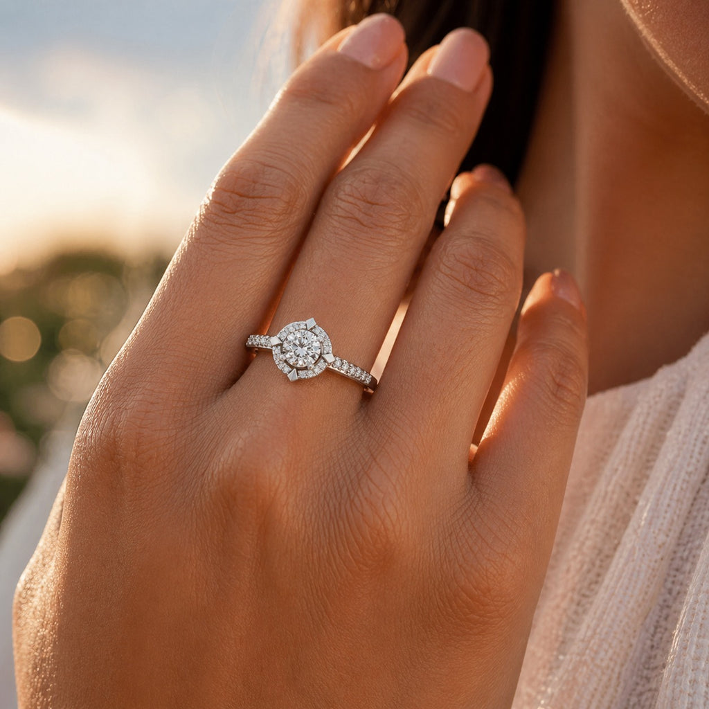 925 Silver CVD Diamond Engagement Ring VVS (0.724 Ct)