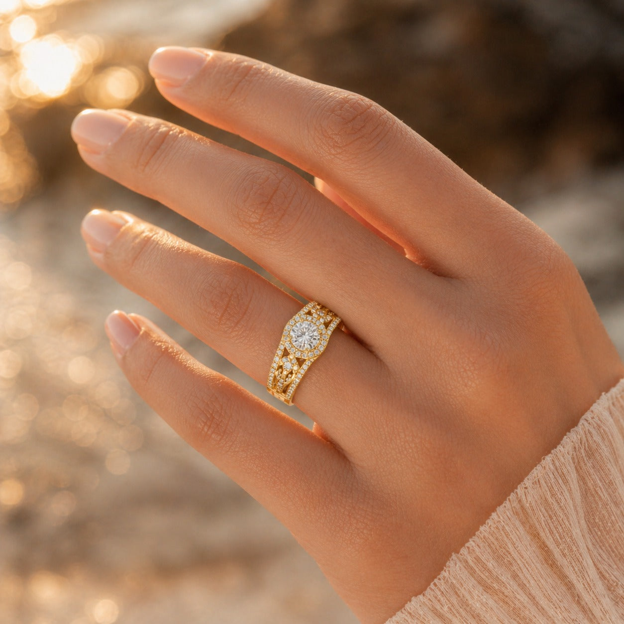 18K Gold CVD Diamond Engagement Ring VVS EF 6.54g