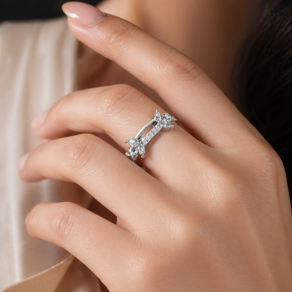 925 Silver CVD Diamond Ring VVS EF Minimal Luxury Ring