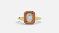 Caramel Halo Emerald Cut Lab Grown Diamond Ring in Gold Front View