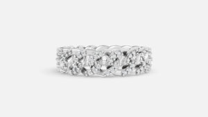 Diamond Cuban Link Eternity Band Ring in 925 Silver