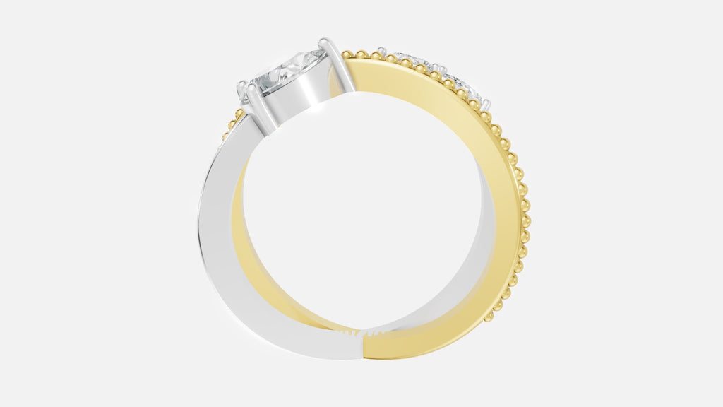 18K gold pear cut CVD diamond ring side view