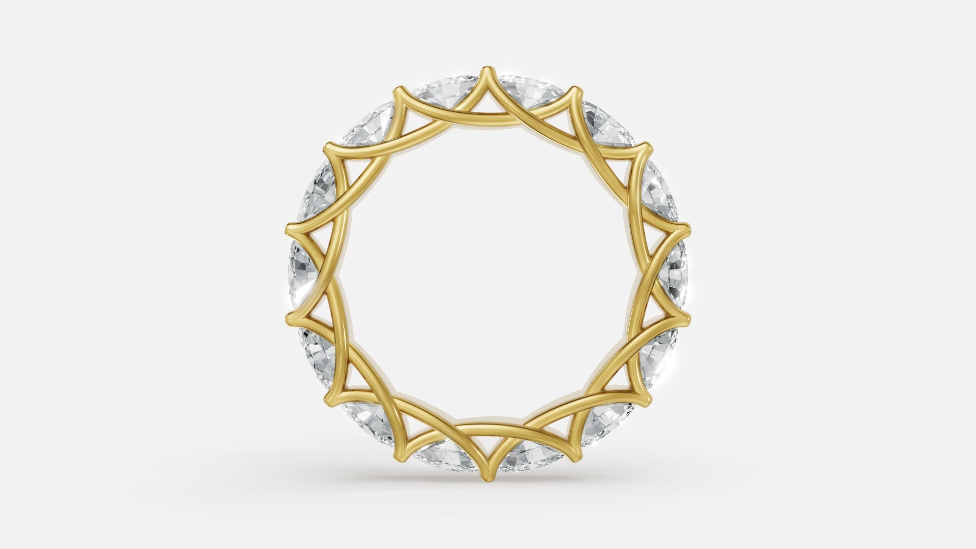 18K gold oval diamond full eternity ring top profile with VVS diamonds