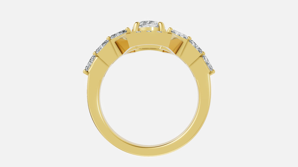 18K gold oval diamond full eternity ring side profile with VVS diamonds