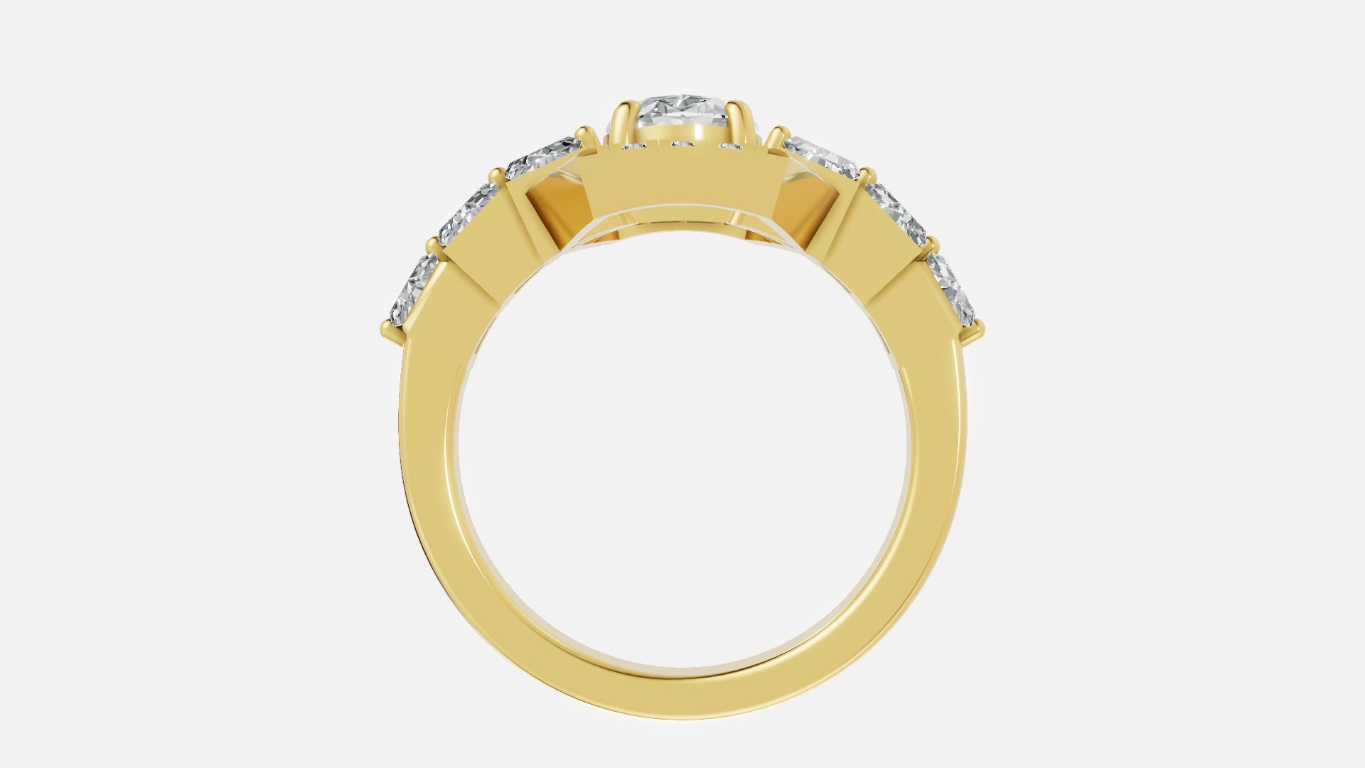 18K gold oval diamond full eternity ring side profile with VVS diamonds