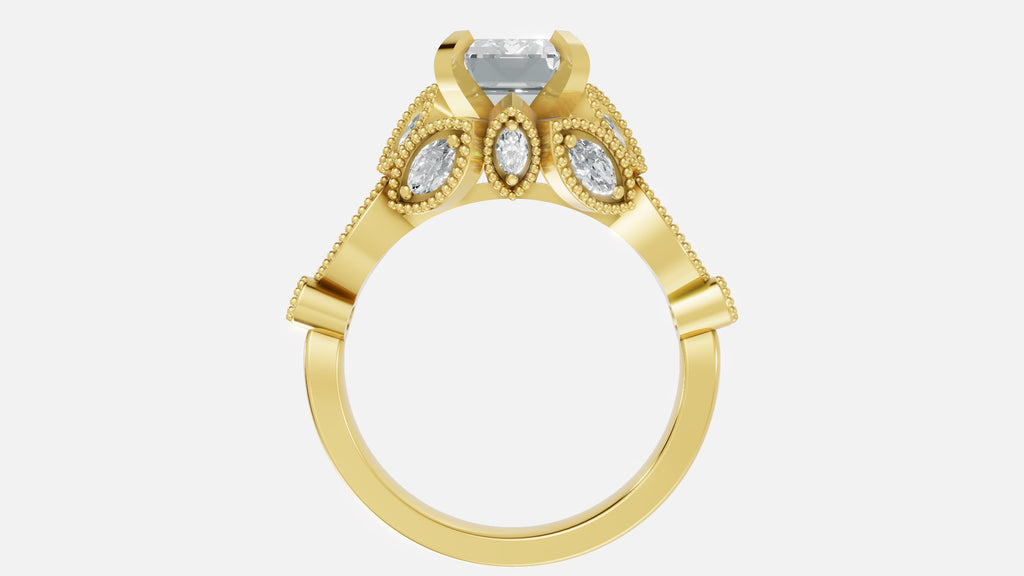 18K gold VVS CVD diamond engagement ring detailed side profile