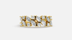 Gold Marquise and Round Diamond Engagement Ring