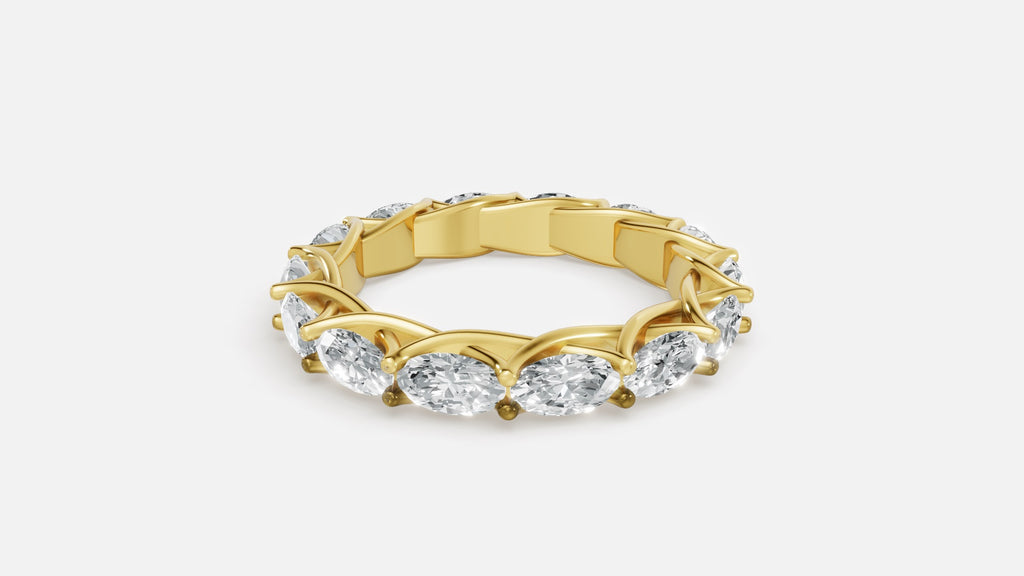 18K gold oval diamond full eternity ring with VVS clarity front display