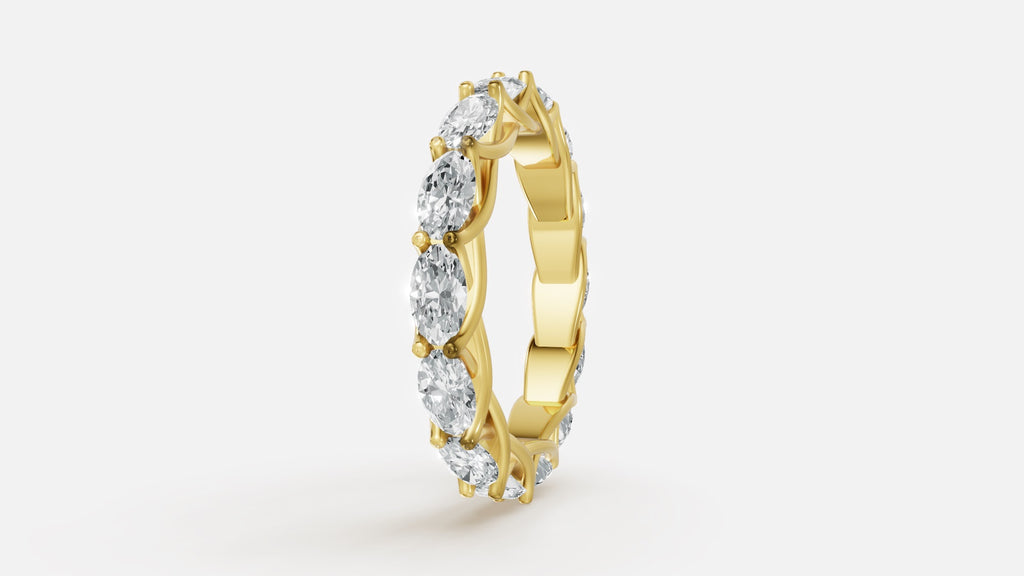 18K gold oval diamond full eternity ring VVS clarity side angle view