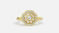 Gold Round Cluster Diamond Halo Ring Front View