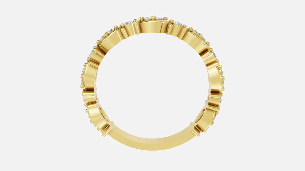 Gold Round CVD Diamond Eternity Marquise Wedding Band Top View