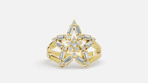 Gold Star Cluster Diamond Engagement Ring