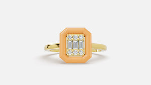Honey Halo Baguette Diamond Cluster Ring in Gold