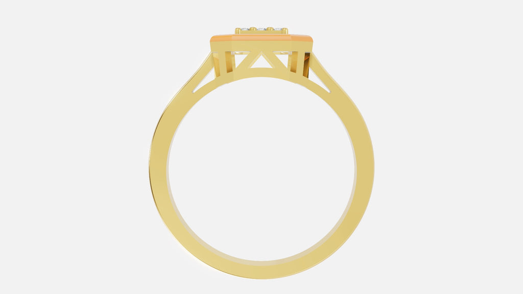 Honey Halo Baguette Diamond Cluster Ring in Profile View