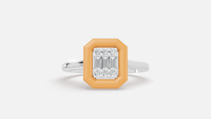 Honey Halo Baguette Diamond Cluster Ring in Silver