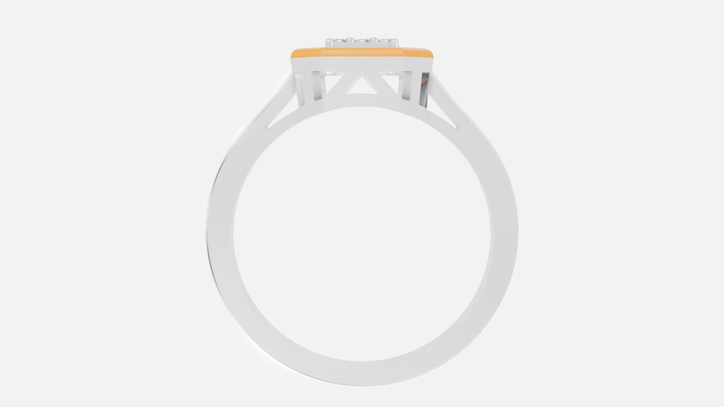 Honey Halo Baguette Diamond Cluster Ring in Silver Profile View