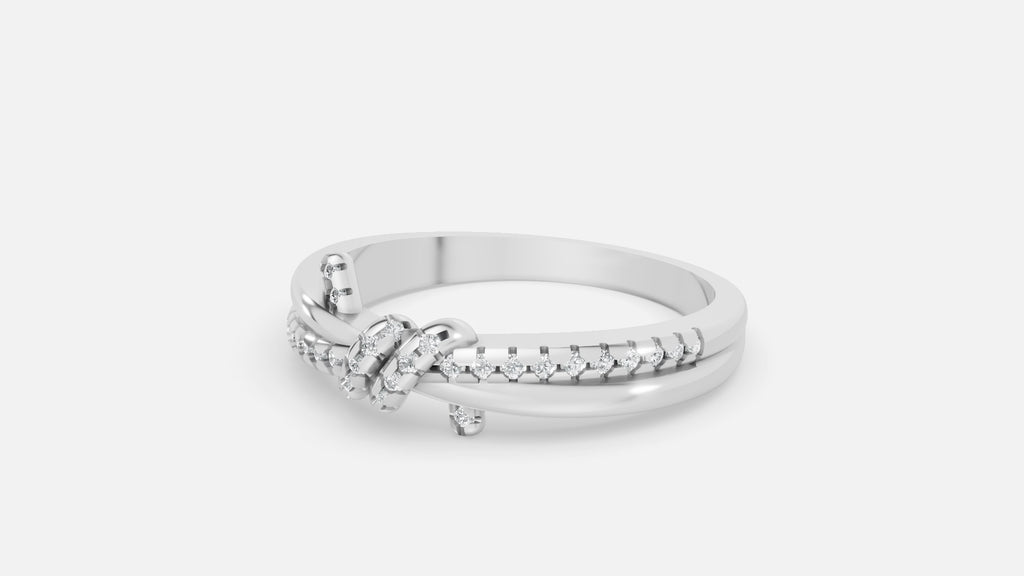 925 Silver Lab Grown Diamond Infinity Love Knot Ring Angled View