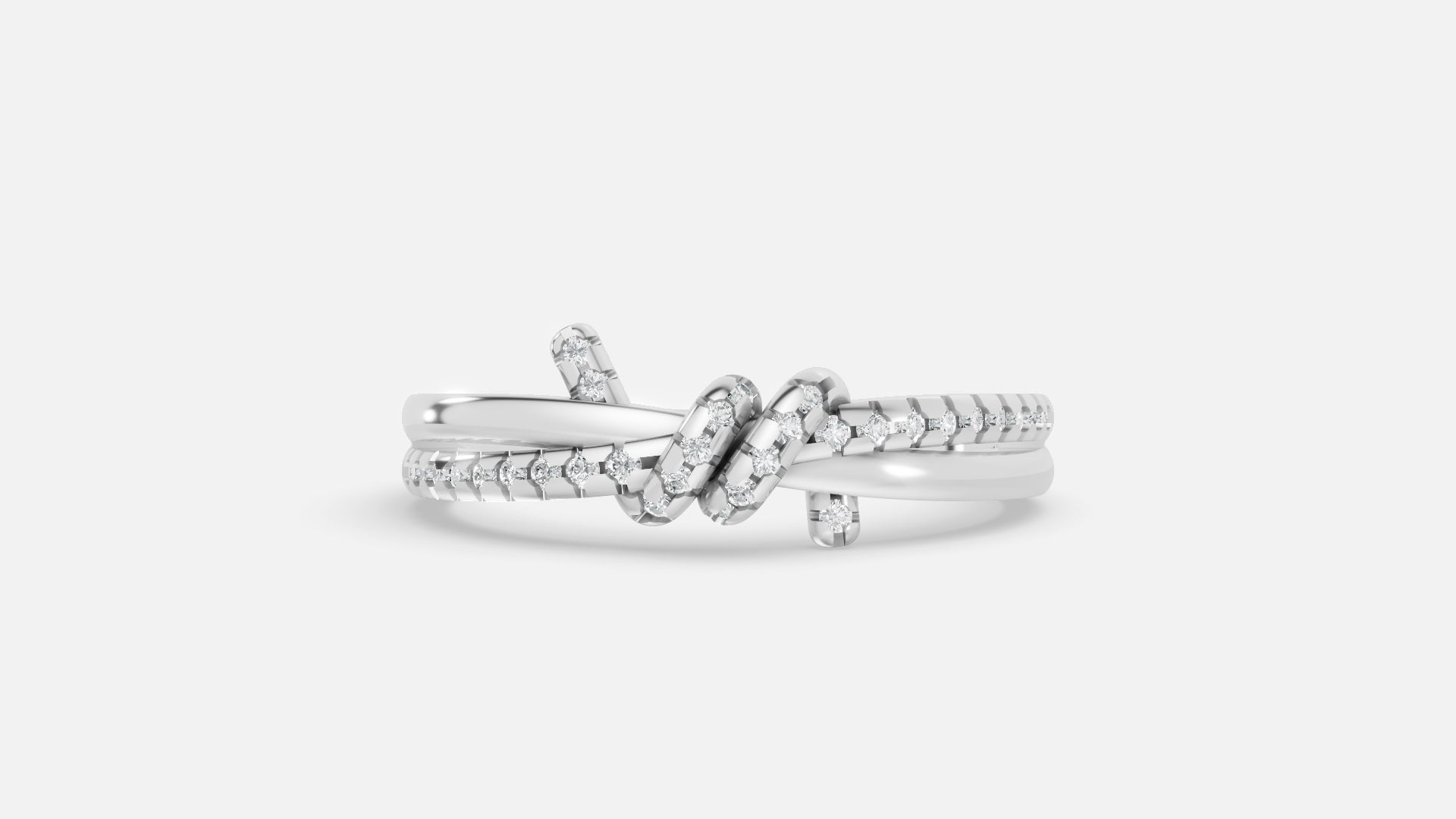 Lab Grown Diamond Infinity Love Knot Ring in 925 Silver Front View