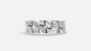 Silver Marquise and Round Diamond Engagement Ring
