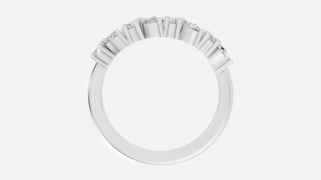 Marquise and Round CVD Diamond Eternity Ring in 925 Silver Side Profile