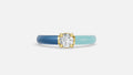 Ocean Luxe Blue Enamel Lab Grown Diamond Solitaire Ring in Gold Front View
