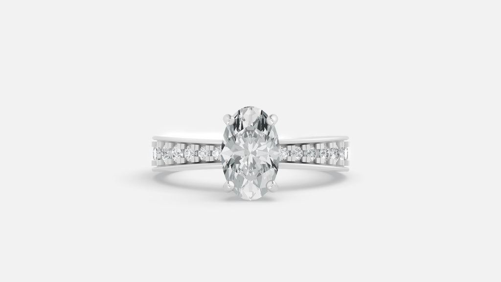Oval Lab Grown Diamond Engagement Ring in Silver with VVS CVD Diamond