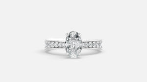 Silver Oval Lab Grown Diamond Solitaire Engagement Ring