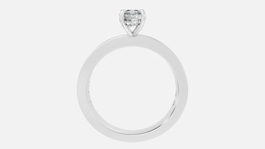 Minimalist Oval Lab Grown Diamond Engagement Ring in Silver Profile View