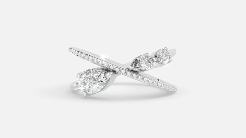 Pear Cut diamond Cross Ring
