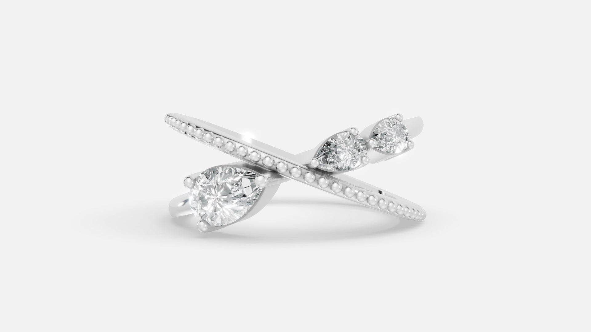 Pear Cut diamond Cross Ring