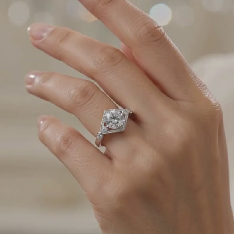925 Silver CVD Diamond Engagement Ring VVS EF Clarity