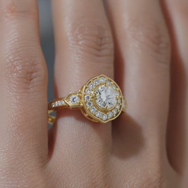 18K Gold CVD Diamond Engagement Ring 0.85ct VVS