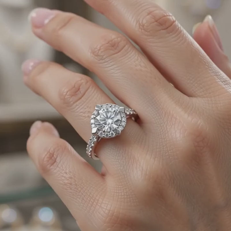 925 Silver CVD Diamond Engagement Ring VVS (0.724 Ct)